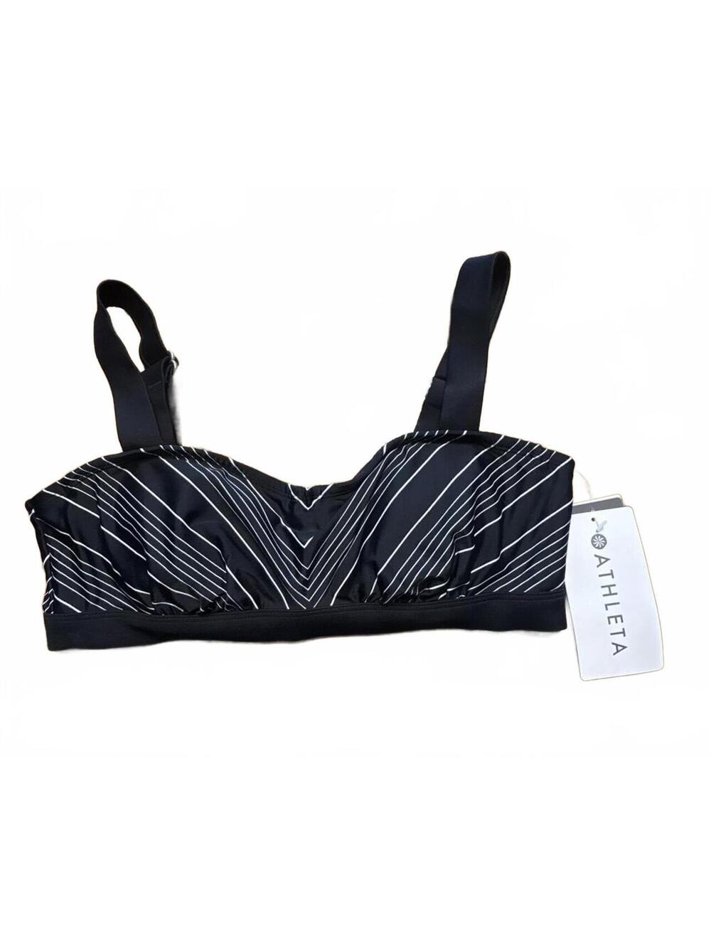 New Athleta Chevron Bra 34B/C Black with White Stripes Womens Ladies